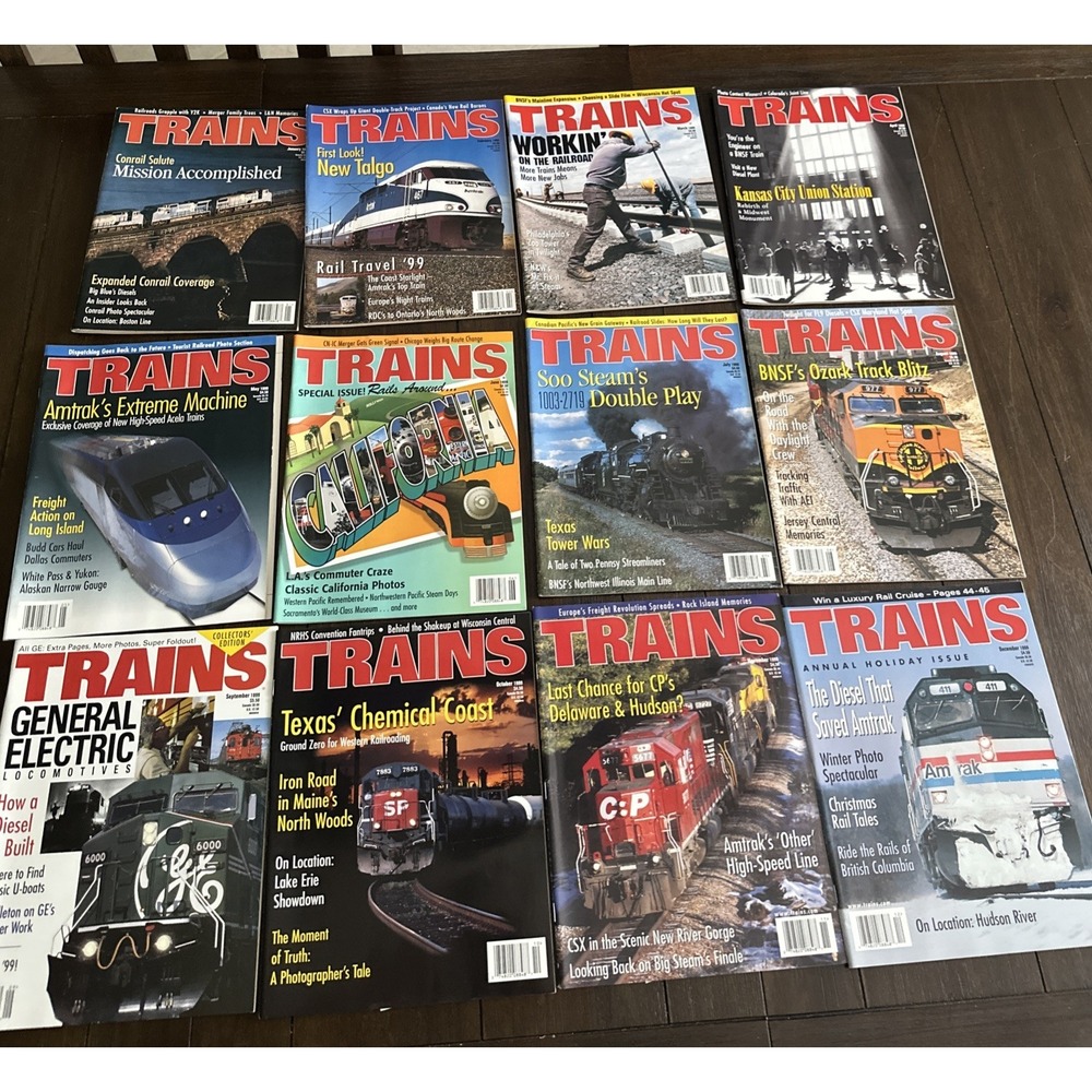 Trains Magazine 1999 & 2022 Railroad Railroading Issues Lot of 12 Vintage Paper